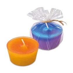 Kerze Orange & Blau